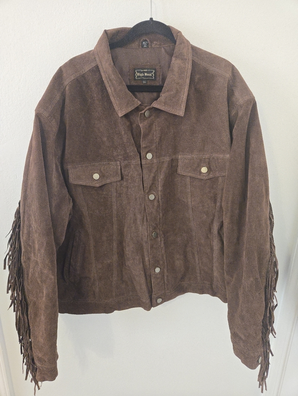 Vintage High Noon Western Brown Leather Jacket Cowboy Rodeo Mens 3XL XXXL
